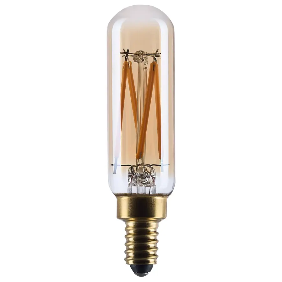 3.5 Watt T6 LED - 2000K CCT - Candelabra Base - Clear Glass - Amber Straight Filament - Dimmable - 120 Volt - Image 1