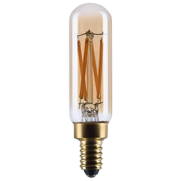 5.5 Watt T6 LED - 2000K CCT - Candelabra Base - Clear Glass - Amber Straight Filament - Dimmable - 120 Volt