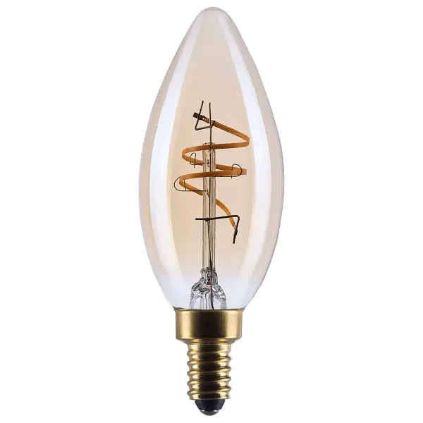 3.5 Watt C11 LED - 2000K CCT - Candelabra Base - Clear Glass - Amber Coil Filament - Dimmable - 120 Volt
