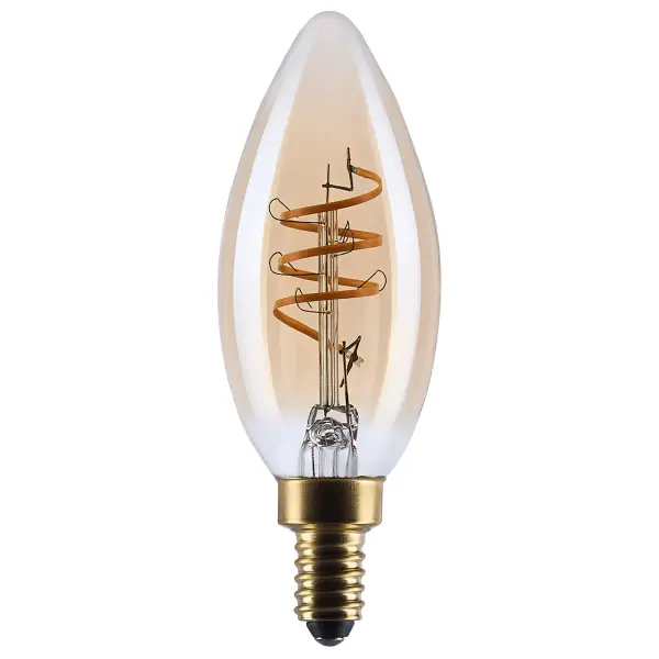 5.5 Watt C11 LED - 2000K CCT - Candelabra Base - Clear Glass - Amber coil Filament - Dimmable - 120 Volt