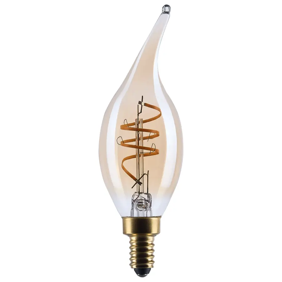 5.5 Watt CA11 LED - 2000K CCT - Candelabra Base - Clear Glass - Amber Coil Filament - Dimmable - 120 Volt - Image 1