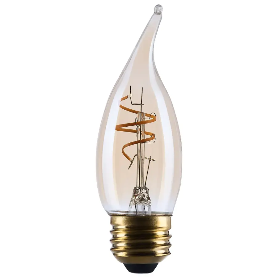 3.5 Watt CA11 LED - 2000K CCT - Medium Base - Clear Glass - Amber Coil Filament - Dimmable - 120 Volt - Image 1