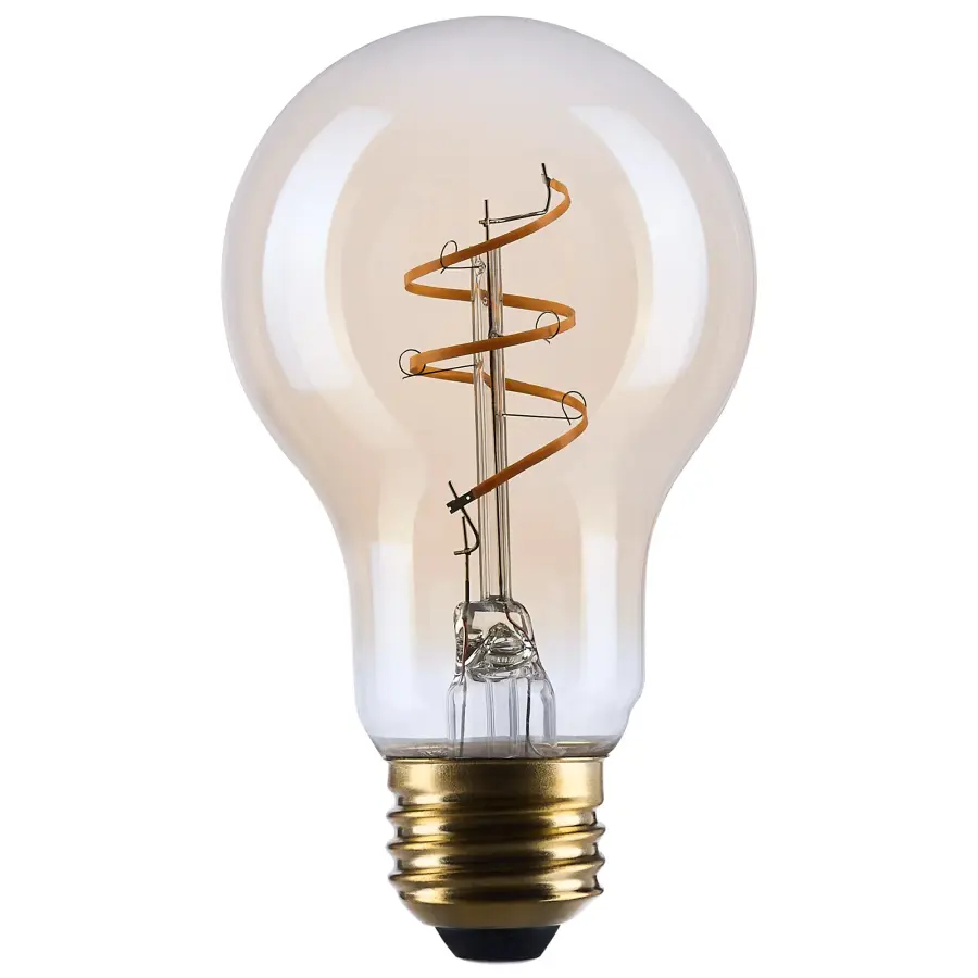 5.5 Watt A19 LED - 2000K CCT - Medium Base - Clear Glass - Amber Coil Filament - Dimmable - 120 Volt - Image 1