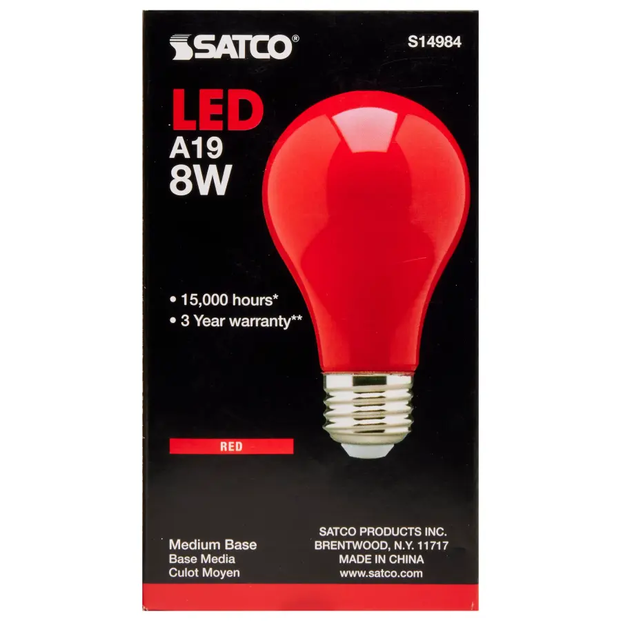 8 Watt A19 LED - Ceramic Red - Medium base - 360 deg. Beam Angle - 120 Volt - Image 3