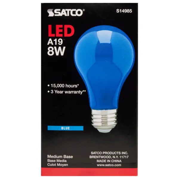 8 Watt A19 LED - Ceramic Blue - Medium base - 360 deg. Beam Angle - 120 Volt - Image 3