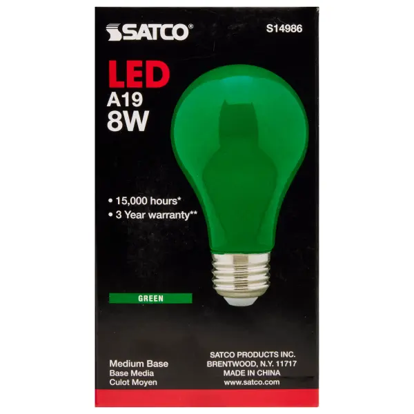 8 Watt A19 LED - Ceramic Green - Medium base - 360 deg. Beam Angle - 120 Volt - Image 3