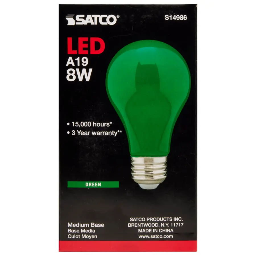 8 Watt A19 LED - Ceramic Green - Medium base - 360 deg. Beam Angle - 120 Volt - Image 3