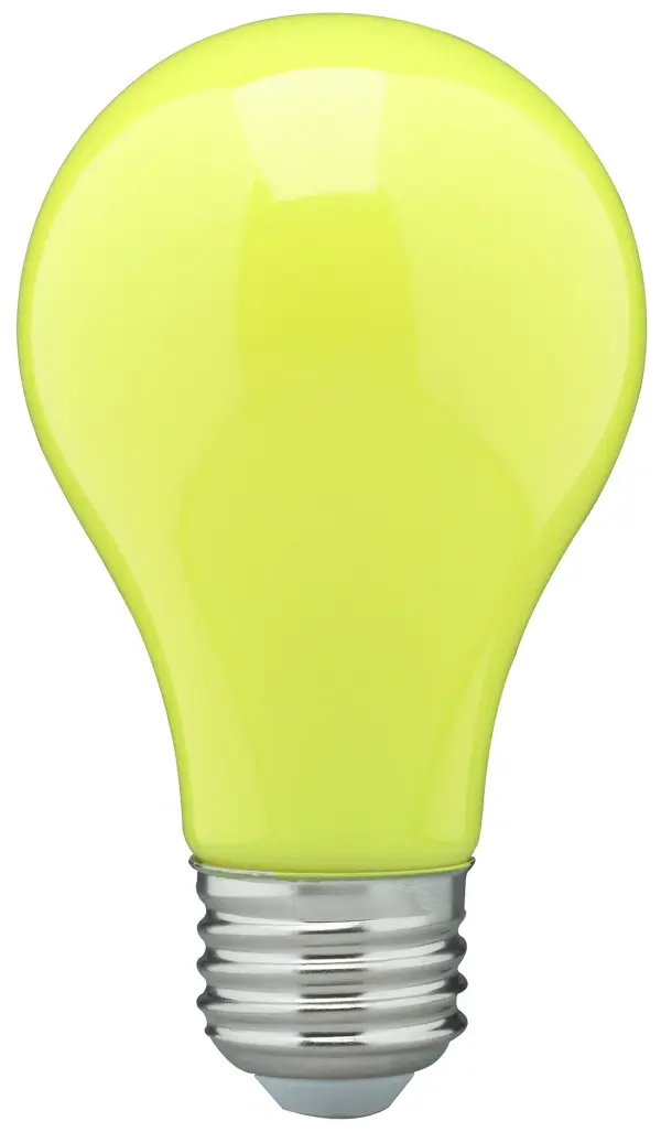 Satco's 8 watt A19 ceramic LED bulb is perfect for decorative lighting, holidays, support and celebratory lighting. The ceramic yellow bulb features a medium base and a 360 degree beam spread. The dimmable lamp provides 15,000 hours of LED lighting.