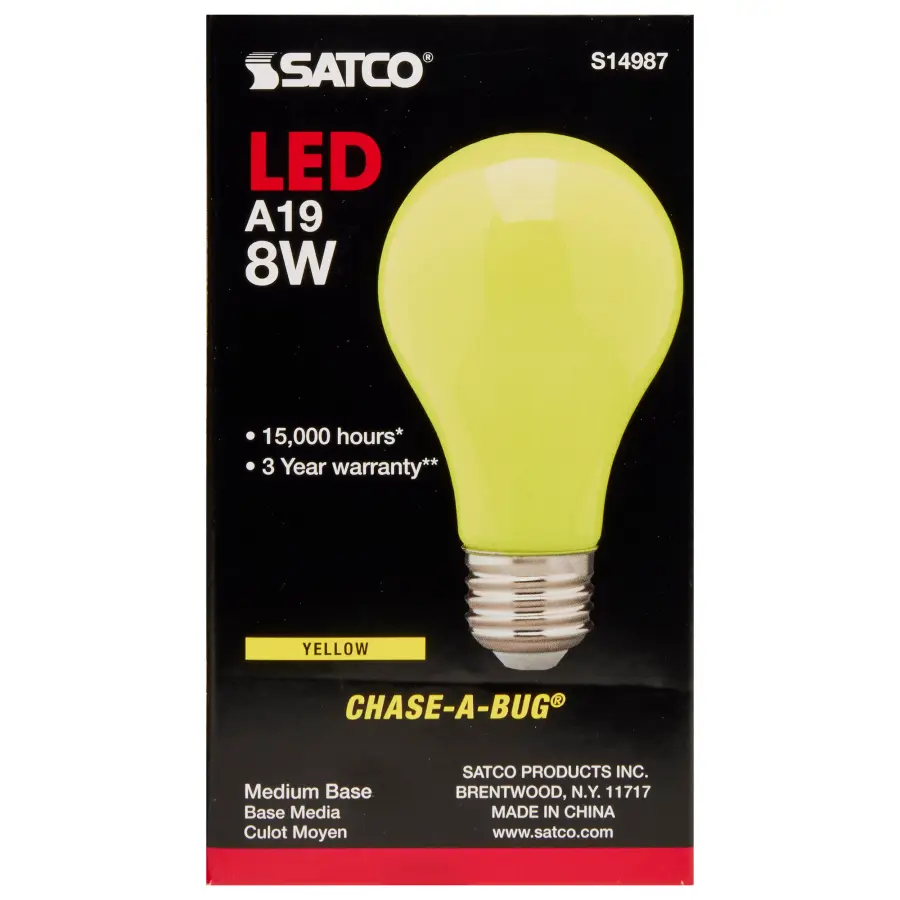 8 Watt A19 LED - Ceramic Yellow - Medium base - 360 deg. Beam Angle - 120 Volt - Image 3