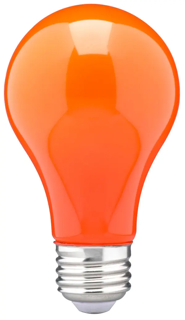 Satco's 8 watt A19 ceramic LED bulb is perfect for decorative lighting, holidays, support and celebratory lighting. The ceramic orange bulb features a medium base with a 360 degree beam spread. The dimmable lamp provides 15,000 hours of LED lighting.