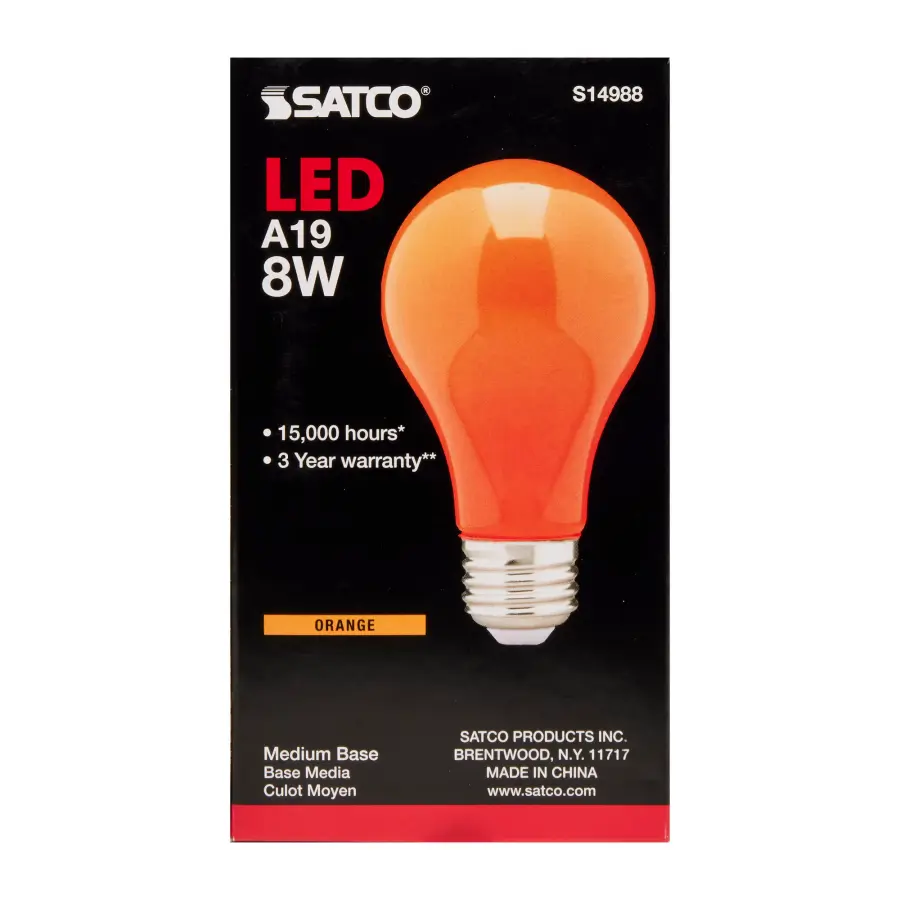 8 Watt A19 LED - Ceramic Orange - Medium base - 360 deg. Beam Angle - 120 Volt - Image 3