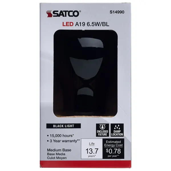 6.5 Watt - LED A19 - Black Light Bulb - Medium Base - 120 Volt - Image 5