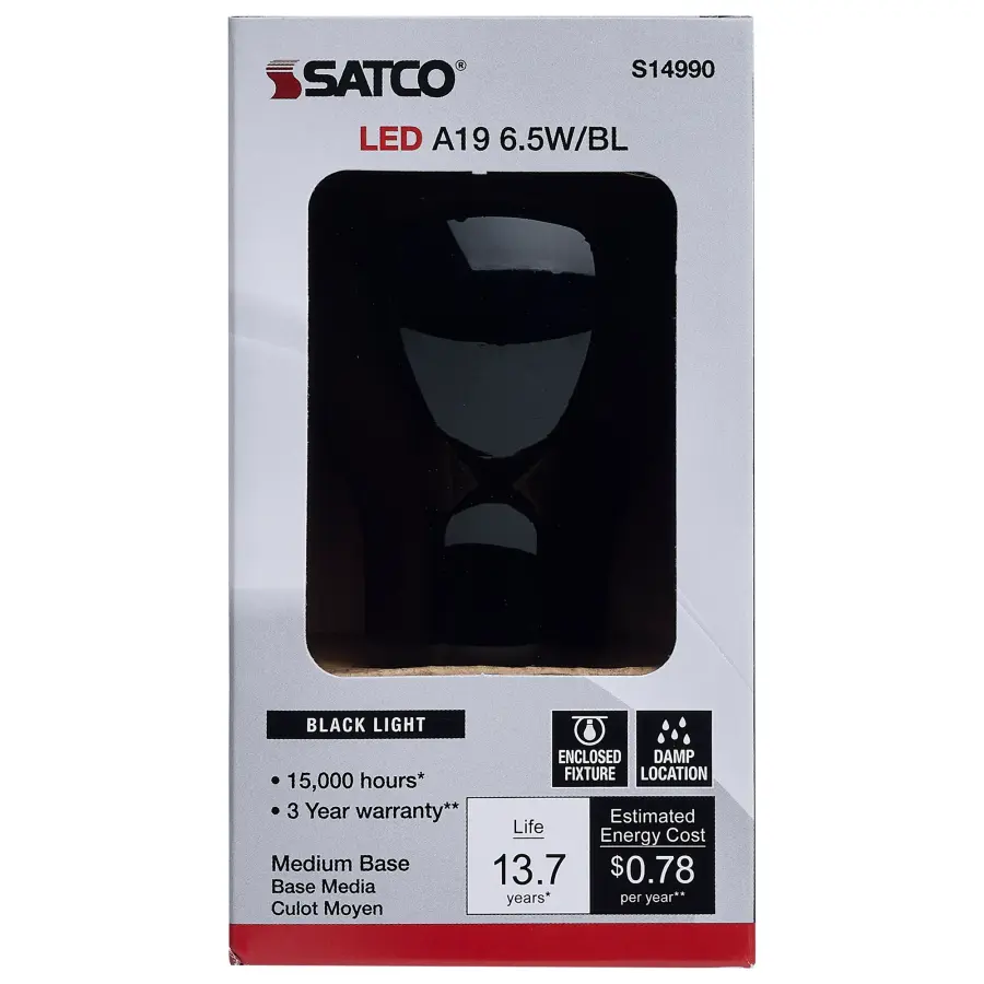 6.5 Watt - LED A19 - Black Light Bulb - Medium Base - 120 Volt - Image 5