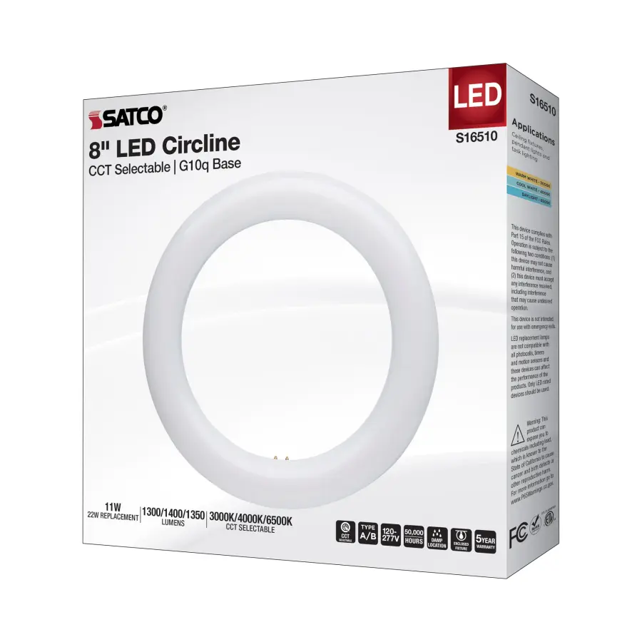 LED Circline - 11 Watt - T9 - 3000K/4000K/6500K CCT Selectable - G10q Base - 120-277 Volt - Image 8