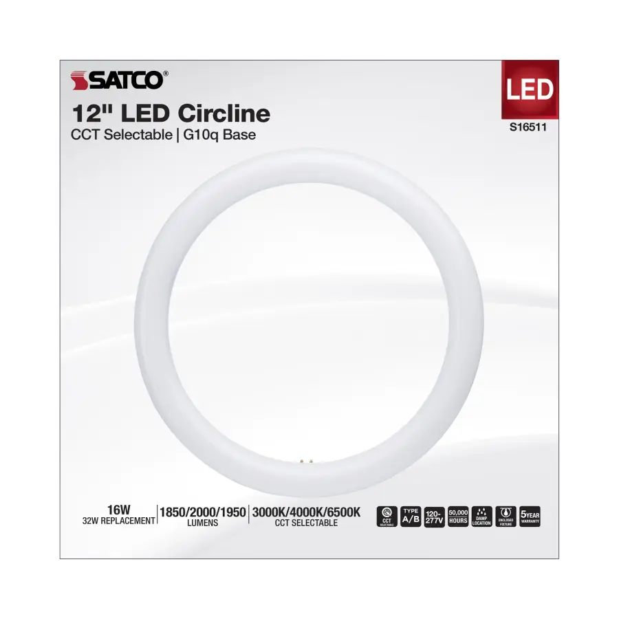 LED Circline - 16 Watt - T9 - 3000K/4000K/6500K CCT Selectable - G10q Base - 120-277 Volt - Image 6