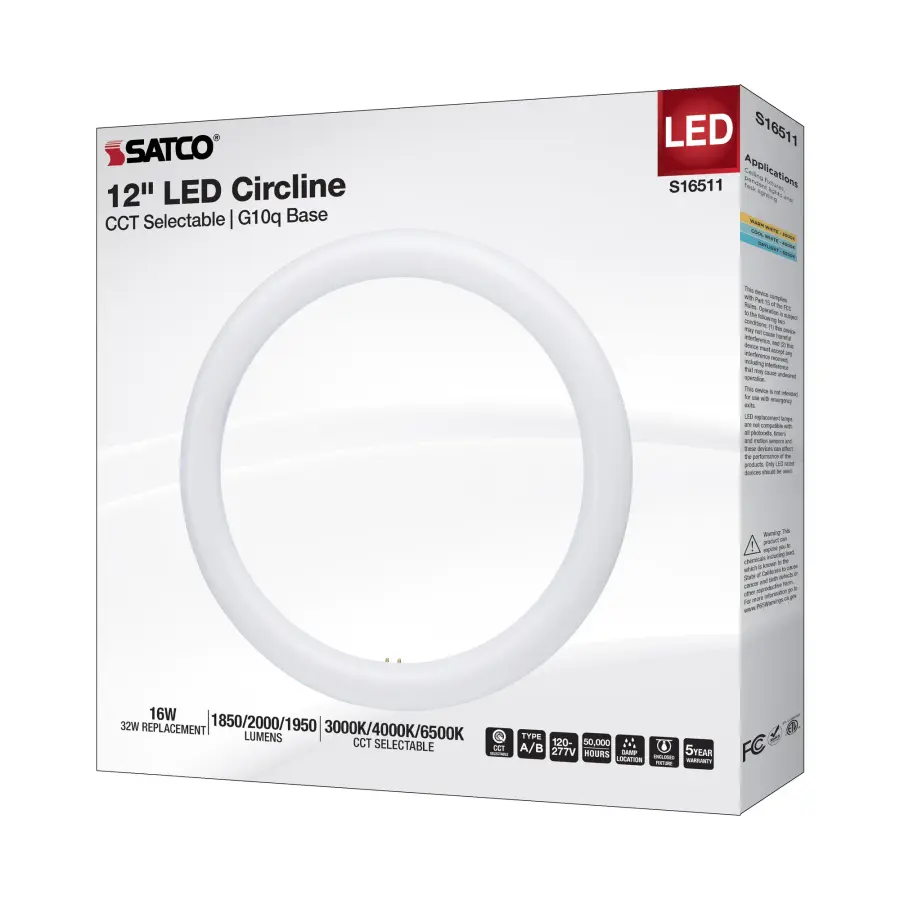 LED Circline - 16 Watt - T9 - 3000K/4000K/6500K CCT Selectable - G10q Base - 120-277 Volt - Image 8