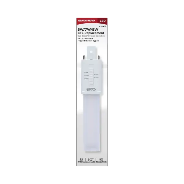 4.5 Watt LED PL 2-PIN - G23 Base - 27K/30K/35K/40K/50K CCT Selectable - 120-277 Volt - Type B - Ballast Bypass - Image 5