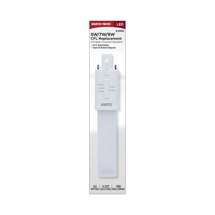 4.5 Watt LED PL 2-PIN - G23 Base - 27K/30K/35K/40K/50K CCT Selectable - 120-277 Volt - Type B - Ballast Bypass - Image 5