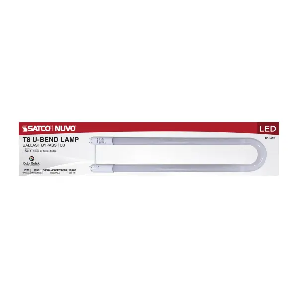 13 Watt T8 U-BEND LED - 50000 Hours - Medium Bi Pin Base - CCT Selectable - Type B - White Finish - 120-277 Volt - Image 5