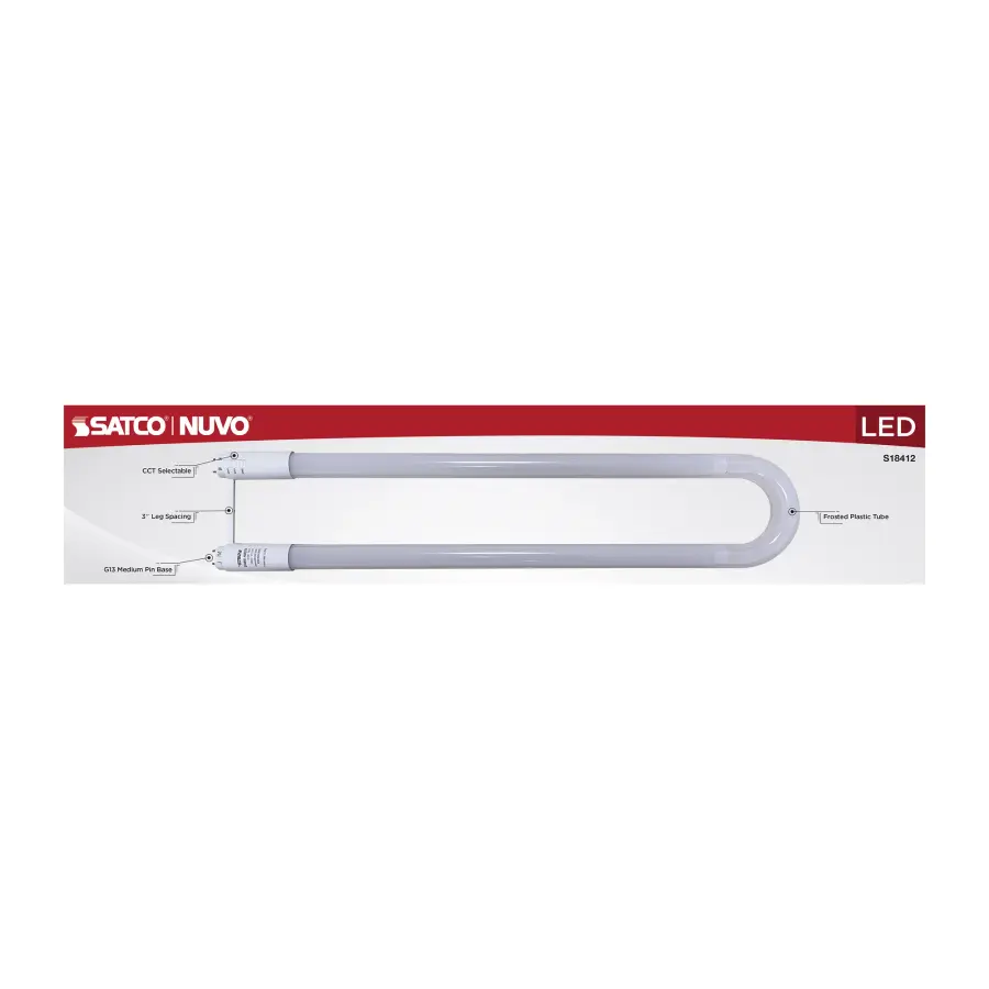 13 Watt T8 U-BEND LED - 50000 Hours - Medium Bi Pin Base - CCT Selectable - Type B - White Finish - 120-277 Volt - Image 6