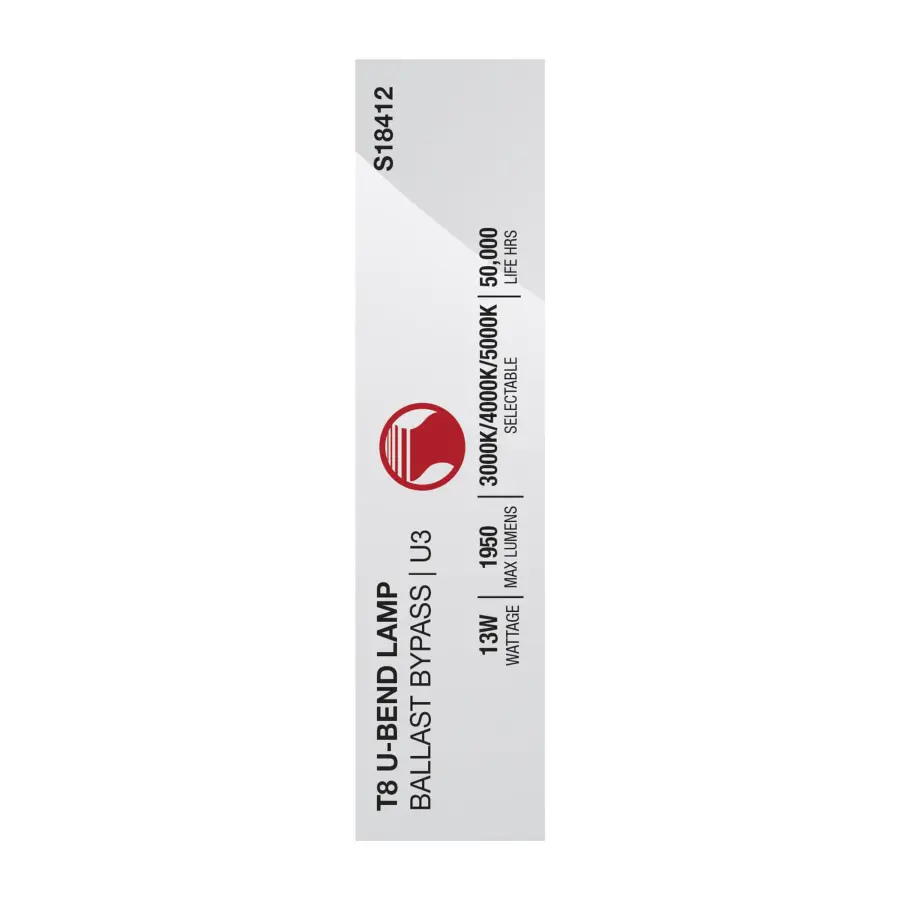 13 Watt T8 U-BEND LED - 50000 Hours - Medium Bi Pin Base - CCT Selectable - Type B - White Finish - 120-277 Volt - Image 8