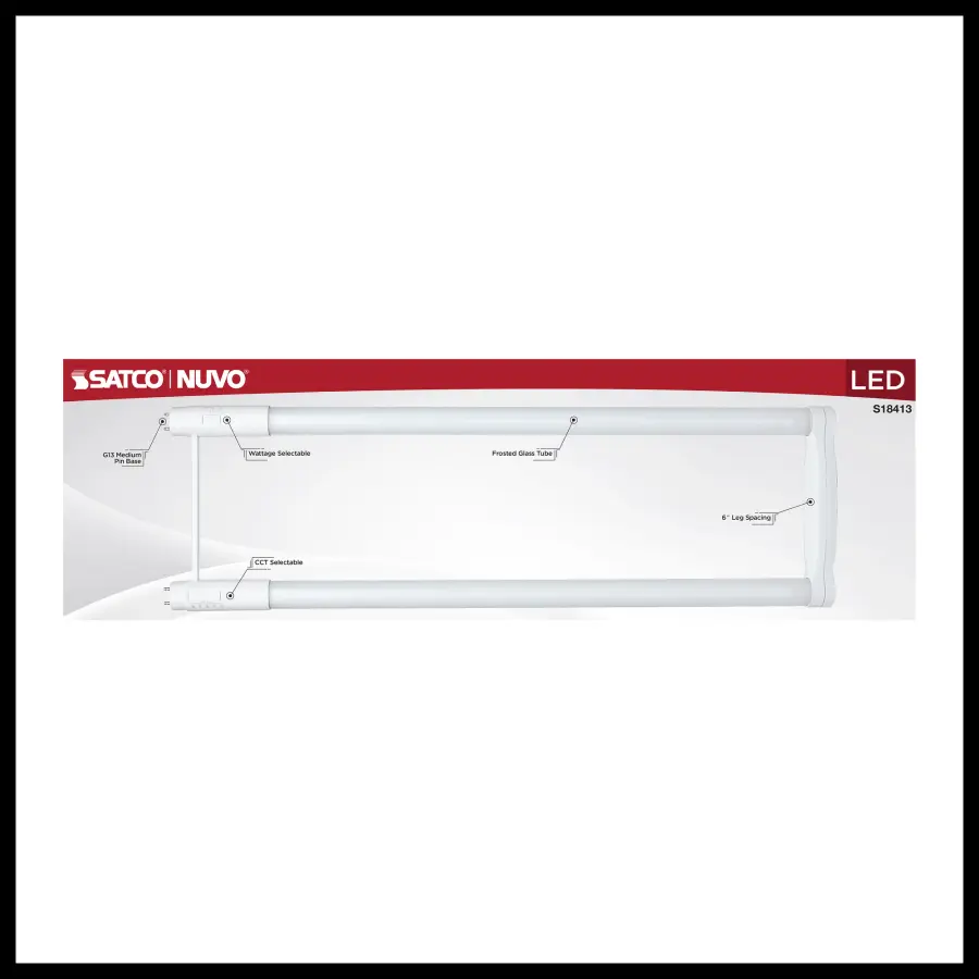 11.5/13/15 Wattage Selectable T8 U-Bend LED - 30K/35K/40K/50K/65K CCT Selectable - 6-Inch - Frost Finish - 120-277 Range Voltage - Image 4