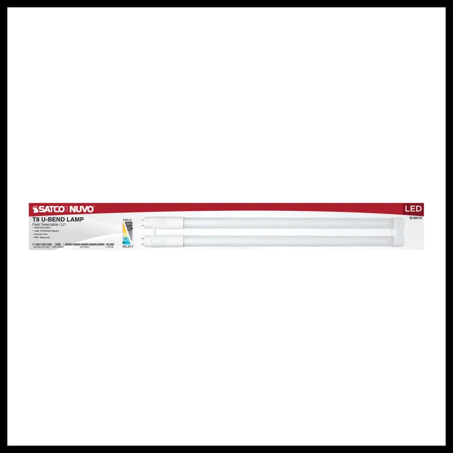 11.5/13/15 Wattage Selectable T8 U-Bend LED - 30K/35K/40K/50K/65K CCT Selectable - 1-Inch - Frost Finish - 120-277 Range Voltage - Image 3