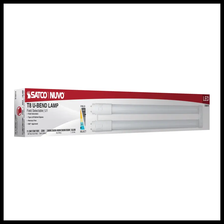 11.5/13/15 Wattage Selectable T8 U-Bend LED - 30K/35K/40K/50K/65K CCT Selectable - 1-Inch - Frost Finish - 120-277 Range Voltage - Image 8