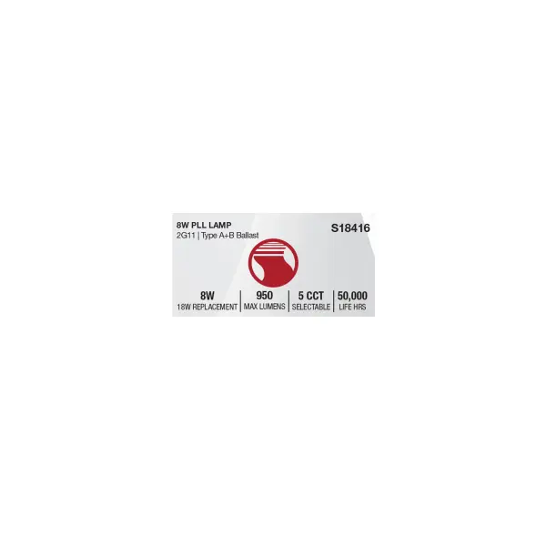 8 Watt PLL LED - 2G11 Base - 30K/35K/40K/50K/65K CCT Selectable - Type A/B - 120-277 Volt - Image 10