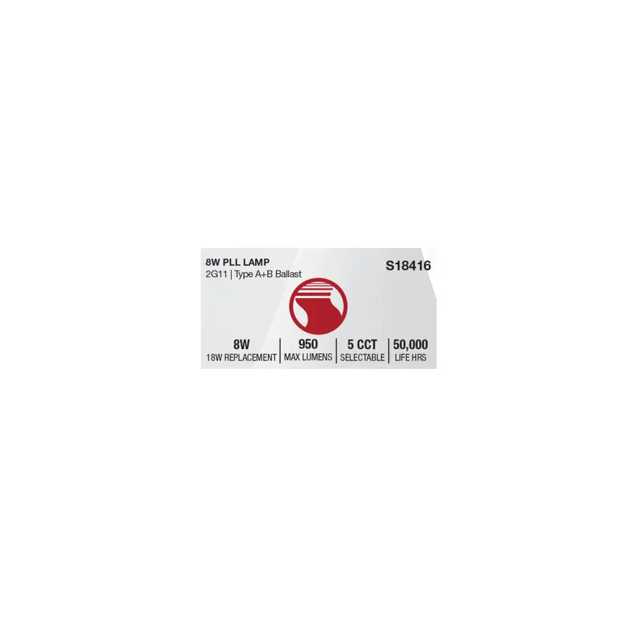 8 Watt PLL LED - 2G11 Base - 30K/35K/40K/50K/65K CCT Selectable - Type A/B - 120-277 Volt - Image 10