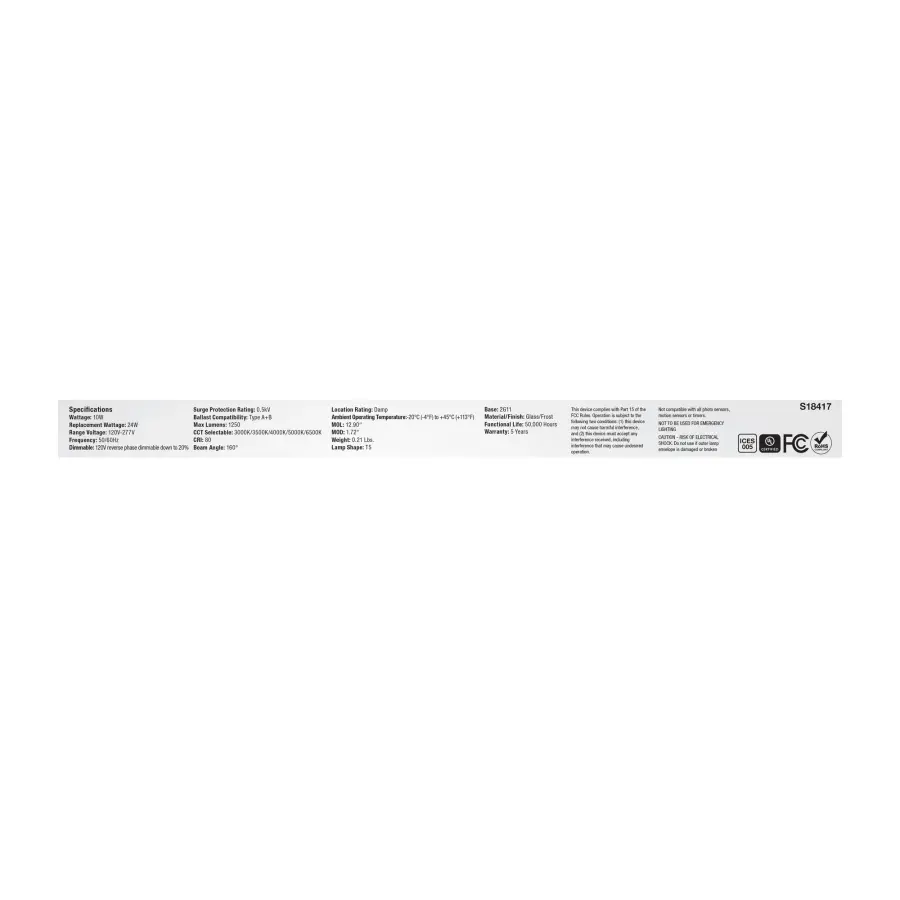 10 Watt PLL LED - 2G11 Base - 30K/35K/40K/50K/65K CCT Selectable - Type A/B - 120-277 Volt - Image 8