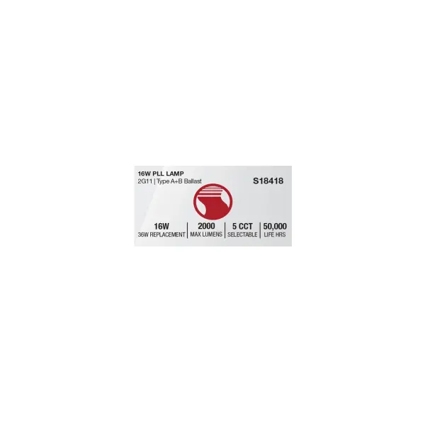 16 Watt PLL LED - 2G11 Base - 30K/35K/40K/50K/65K CCT Selectable - Type A/B - 120-277 Volt - Image 10