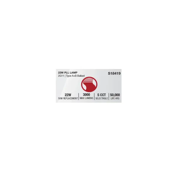 22 Watt PLL LED - 2G11 Base - 30K/35K/40K/50K/65K CCT Selectable - Type A/B - 120-277 Volt - Image 10