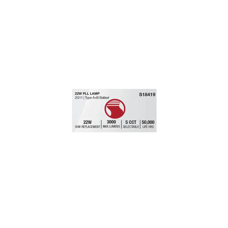 22 Watt PLL LED - 2G11 Base - 30K/35K/40K/50K/65K CCT Selectable - Type A/B - 120-277 Volt - Image 10