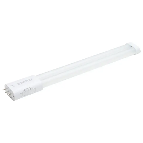 SATCO NUVO's innovative PLL lamps offer an easy solution for upgrading older luminaires to the energy-efficient benefits of LED technology. By utilizing a Type B ballast bypass, these lamps replace outdated, less efficient CFL tubes, consuming less energy while significantly extending the lifespan of the lamp. Available in five CCT options, users can customize their lighting environment with color temperatures ranging from a warm 3000K to a crisp daylight white of 6500K. Designed for use in enclosed fixtures, these lamps ensure safe and efficient operation. The durable PET coated glass tubing enhances light quality and provides higher heat resistance. With four different models available, users can choose LED wattages ranging from 8.5W to 20W, offering equivalent brightness to traditional fluorescent lamps of 18W to 40W. The exceptional versatility and energy savings of these lamps make them an ideal choice for both residential and commercial applications. - alternate view
