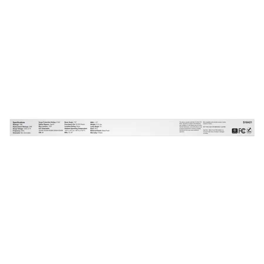 10 Watt PLL LED - 2G11 Base - 30K/35K/40K/50K/65K CCT Selectable - Ballast Bypass - 120-277 Volt - Image 6