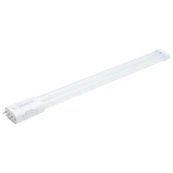 SATCO NUVO's innovative PLL lamps offer an easy solution for upgrading older luminaires to the energy-efficient benefits of LED technology. By utilizing a Type B ballast bypass, these lamps replace outdated, less efficient CFL tubes, consuming less energy while significantly extending the lifespan of the lamp. Available in five CCT options, users can customize their lighting environment with color temperatures ranging from a warm 3000K to a crisp daylight white of 6500K. Designed for use in enclosed fixtures, these lamps ensure safe and efficient operation. The durable PET coated glass tubing enhances light quality and provides higher heat resistance. With four different models available, users can choose LED wattages ranging from 8.5W to 20W, offering equivalent brightness to traditional fluorescent lamps of 18W to 40W. The exceptional versatility and energy savings of these lamps make them an ideal choice for both residential and commercial applications. - alternate view