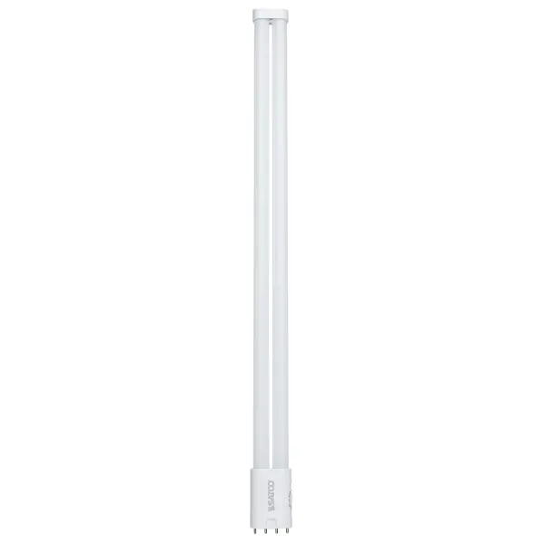 SATCO NUVO's innovative PLL lamps offer an easy solution for upgrading older luminaires to the energy-efficient benefits of LED technology. By utilizing a Type B ballast bypass, these lamps replace outdated, less efficient CFL tubes, consuming less energy while significantly extending the lifespan of the lamp. Available in five CCT options, users can customize their lighting environment with color temperatures ranging from a warm 3000K to a crisp daylight white of 6500K. Designed for use in enclosed fixtures, these lamps ensure safe and efficient operation. The durable PET coated glass tubing enhances light quality and provides higher heat resistance. With four different models available, users can choose LED wattages ranging from 8.5W to 20W, offering equivalent brightness to traditional fluorescent lamps of 18W to 40W. The exceptional versatility and energy savings of these lamps make them an ideal choice for both residential and commercial applications.