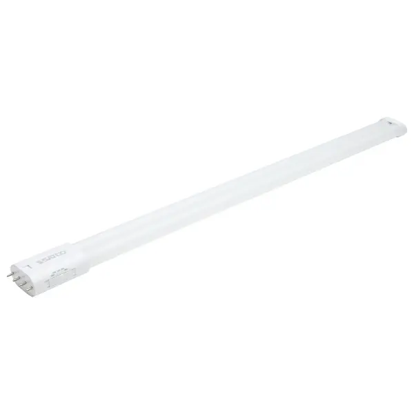 SATCO NUVO's innovative PLL lamps offer an easy solution for upgrading older luminaires to the energy-efficient benefits of LED technology. By utilizing a Type B ballast bypass, these lamps replace outdated, less efficient CFL tubes, consuming less energy while significantly extending the lifespan of the lamp. Available in five CCT options, users can customize their lighting environment with color temperatures ranging from a warm 3000K to a crisp daylight white of 6500K. Designed for use in enclosed fixtures, these lamps ensure safe and efficient operation. The durable PET coated glass tubing enhances light quality and provides higher heat resistance. With four different models available, users can choose LED wattages ranging from 8.5W to 20W, offering equivalent brightness to traditional fluorescent lamps of 18W to 40W. The exceptional versatility and energy savings of these lamps make them an ideal choice for both residential and commercial applications. - alternate view