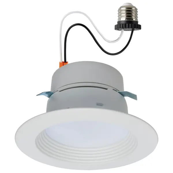 SATCO NUVO's LED Field Selectable Retrofit Downlights are the effortless solution for upgrading recessed lighting in your space. With two on-unit switches, the adjustment of both the input wattage and color temperature is a breeze and allows for the perfect task driven customization of your lighting needs. Offered in 4 inch and 5/6 inch models, in round and square trims, the stepped baffle reduces glare and adds dimension to your space. With a traditional look, these downlights will provide beautiful lighting in any environment.