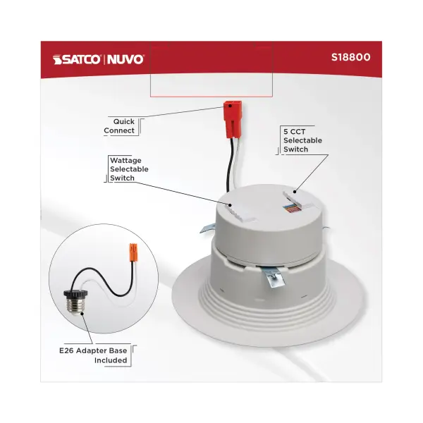 LED Retrofit Downlight - 5/6/7.5 Wattage Selectable - CCT and Lumens Selectable - 120 Volt - ColorQuick and PowerQuick Technology - Round - White Finish - Image 8