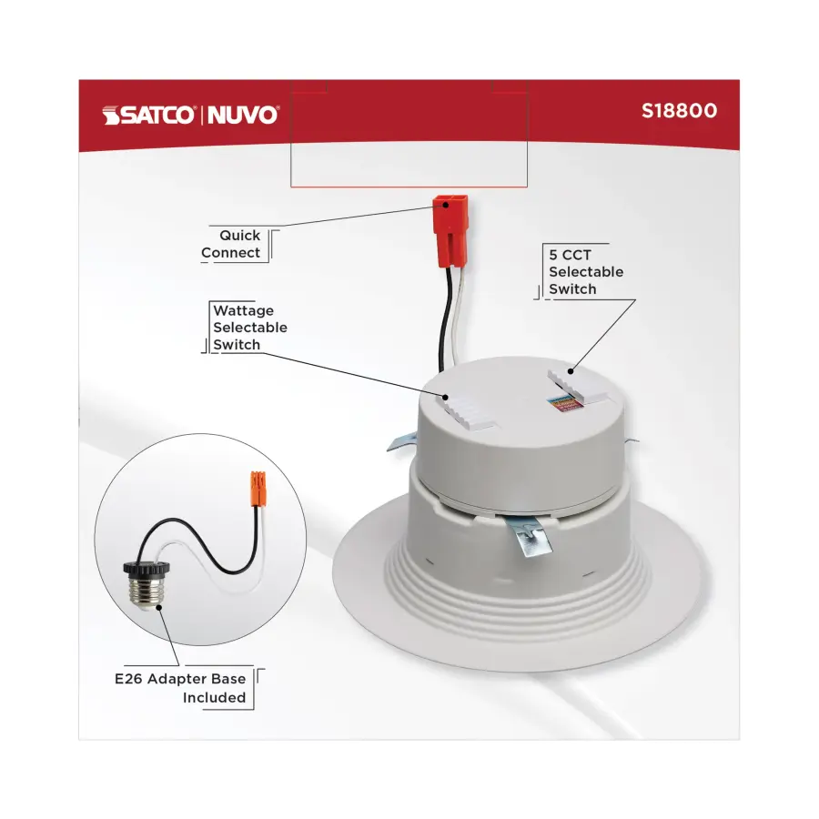 LED Retrofit Downlight - 5/6/7.5 Wattage Selectable - CCT and Lumens Selectable - 120 Volt - ColorQuick and PowerQuick Technology - Round - White Finish - Image 8