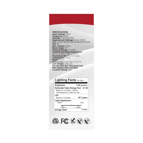 LED Retrofit Downlight - 7/10/13 Wattage Selectable - CCT and Lumens Selectable - 120 Volt - ColorQuick and PowerQuick Technology - Round White Finish - Image 11