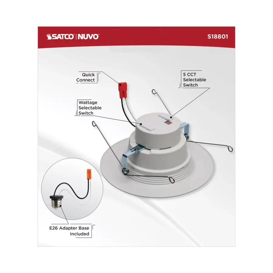 LED Retrofit Downlight - 7/10/13 Wattage Selectable - CCT and Lumens Selectable - 120 Volt - ColorQuick and PowerQuick Technology - Round White Finish - Image 9