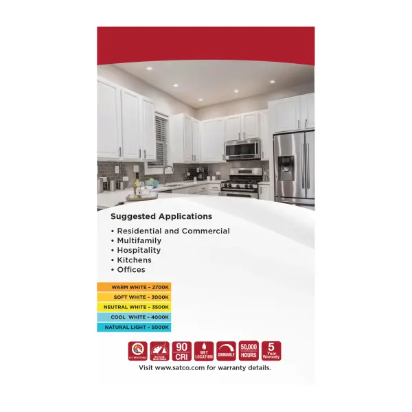 LED Retrofit Downlight - 5.5/6.5/8 Wattage Selectable - CCT and Lumens Selectable - 120 Volt - ColorQuick and PowerQuick Technology - Square - White Finish - Image 11
