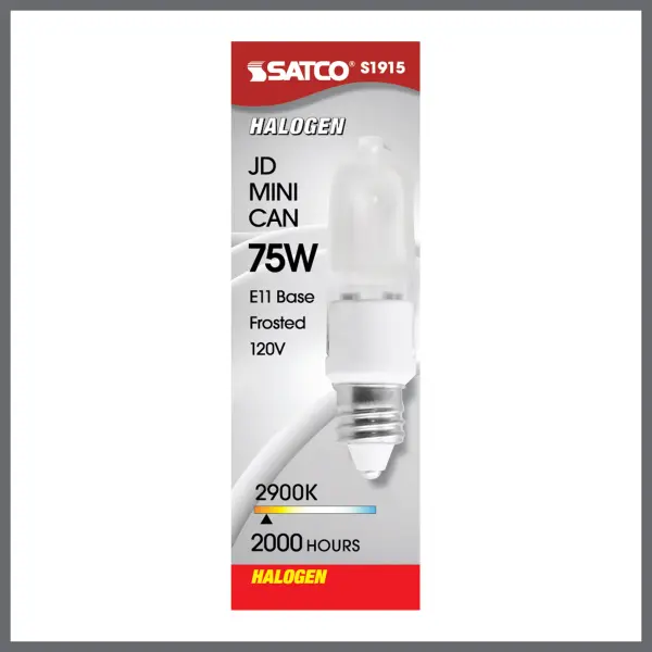 75 Watt - Halogen - T4 - Frosted - 2000 Average rated hours - 1125 Lumens - Mini Candelabra base - 120 Volt - Image 3