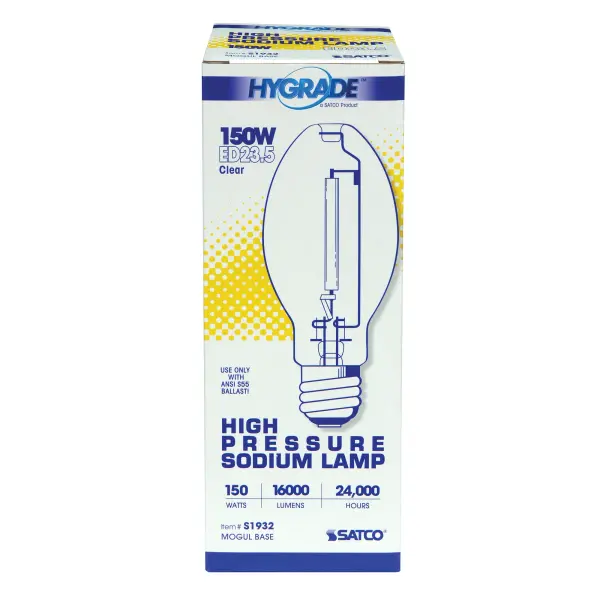 150 Watt - High Pressure Sodium HID - Mogul base - ED23 1/2 - Clear - 22 CRI - 2100K - alternate view