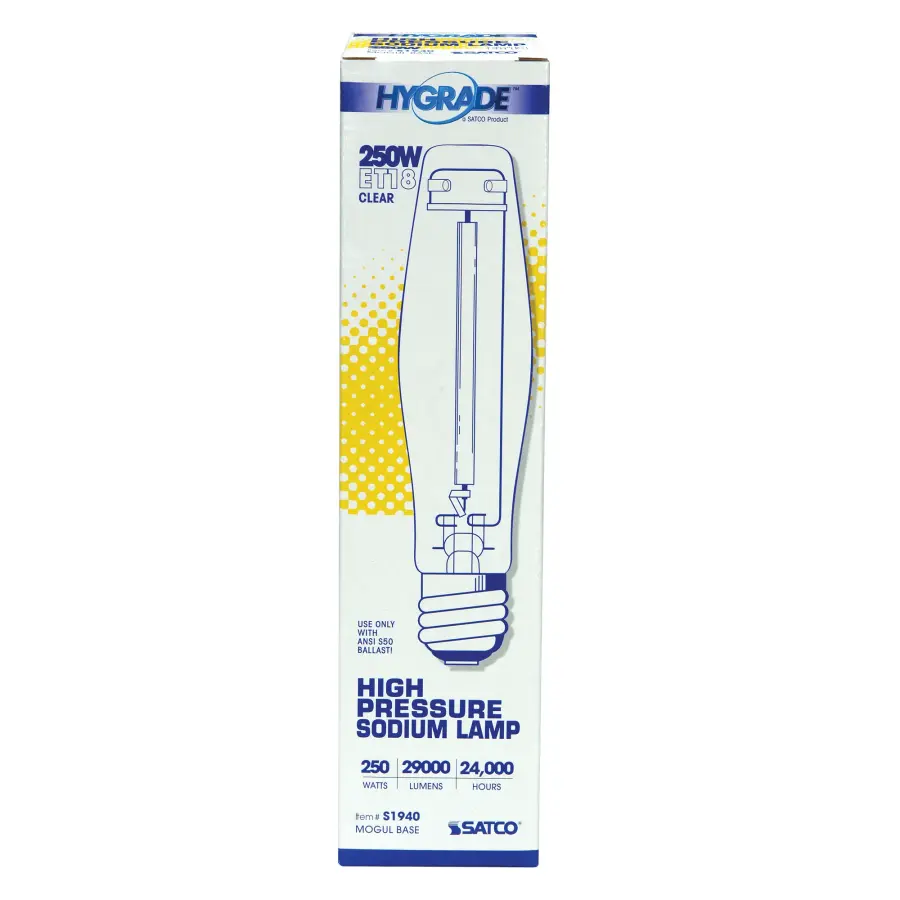 250 Watt - High Pressure Sodium HID - Mogul base - ET18 - Clear - 22 CRI - 2100K - Image 2