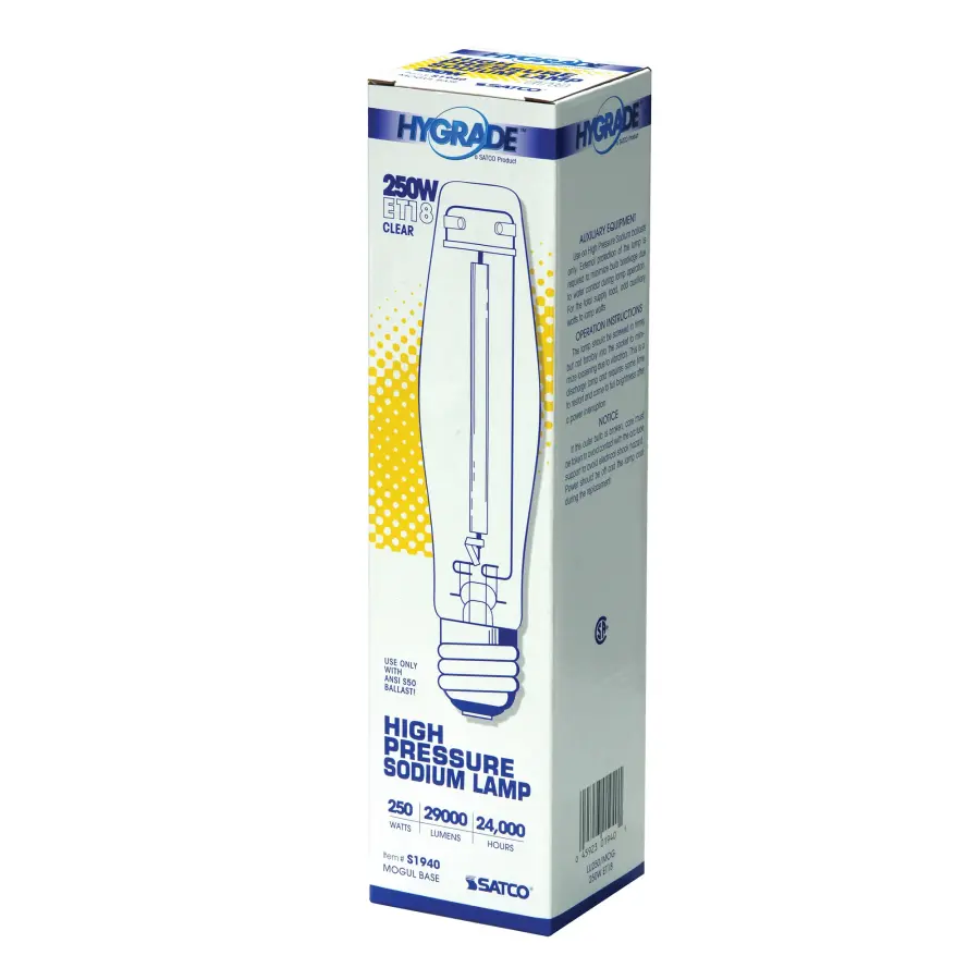 250 Watt - High Pressure Sodium HID - Mogul base - ET18 - Clear - 22 CRI - 2100K - Image 3