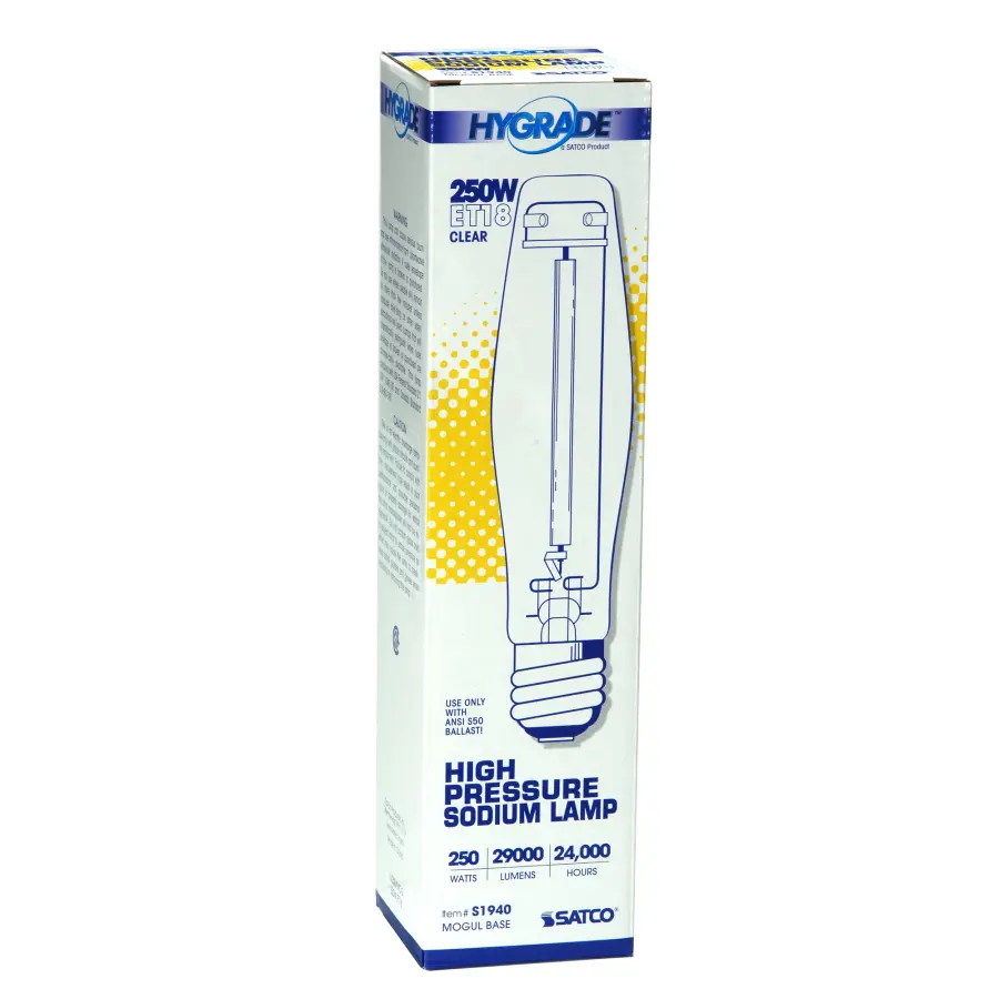 250 Watt - High Pressure Sodium HID - Mogul base - ET18 - Clear - 22 CRI - 2100K - Image 4
